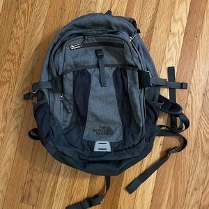 Grey North Face Recon backpack; used